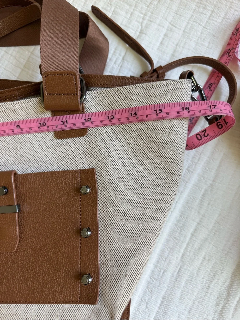 Botkier Beige Canvas Tote with Brown Leather Trim
